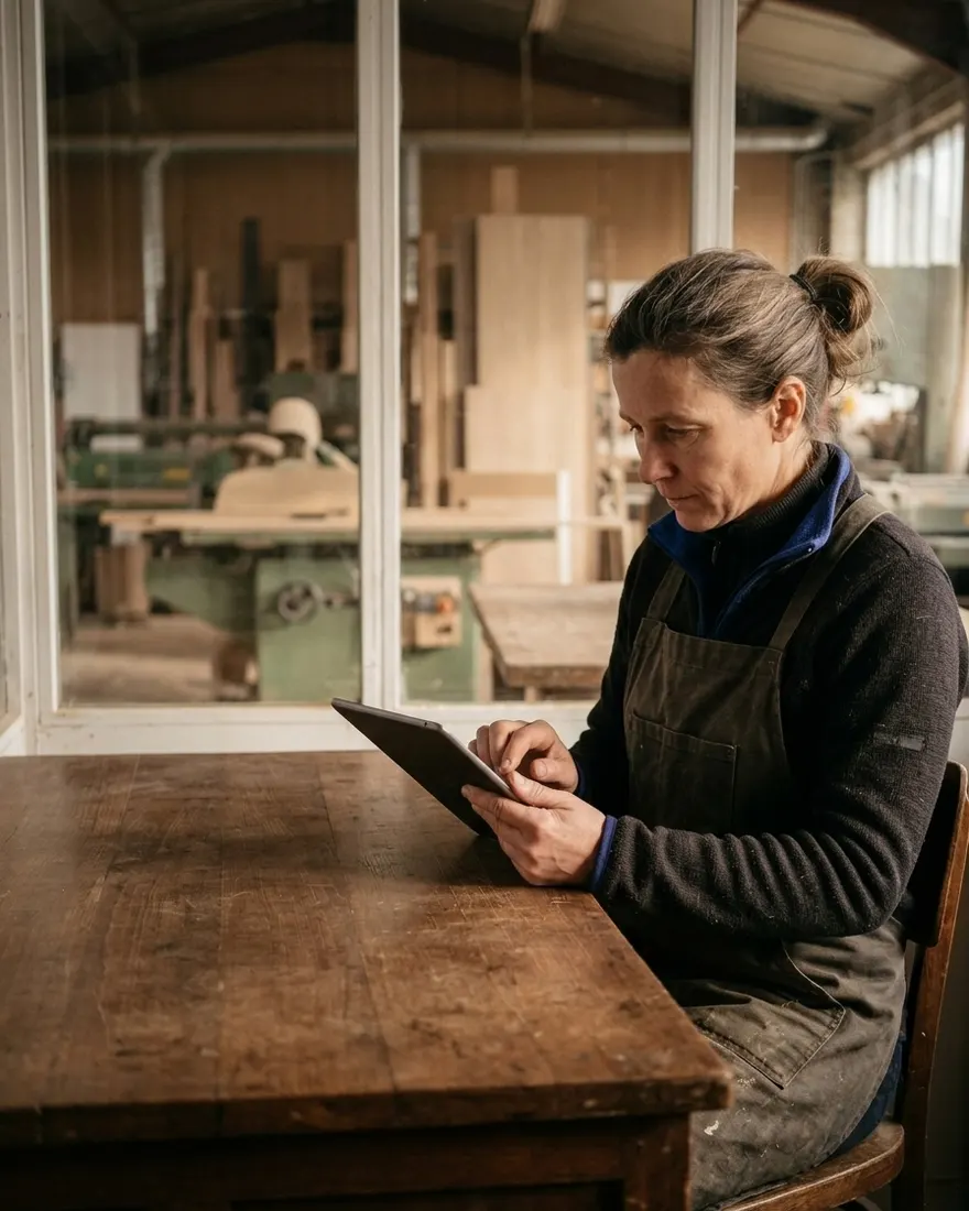Le même artisan relit un message