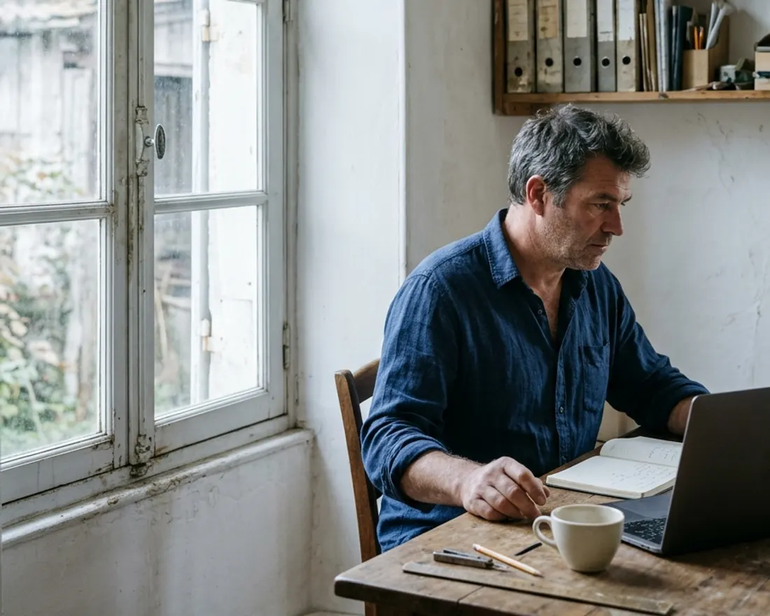 La même personne, au bureau, le matin